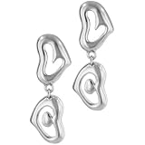 Sterling Silver Twin Heart Shaped Earrings