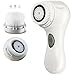 PleasingCare Sonic Facial Cleansing Brush, 1 Classic + 1 LUXE Cashmere Cleansing Brush Heads, Rechargeable Skin Care System, Face Cleaning Machine White