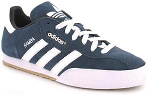 Adidas Samba Super Suede Leather Indoor Soccer Shoe - Navy Suede/White - UK 10
