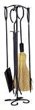 Outdoor Living : UniFlame 5 Piece Black Wrought Iron Fireset W/ Ring Handles