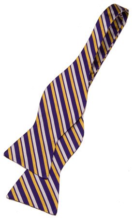 Purple and Gold Thin Stripe Hand Tied Bowtie