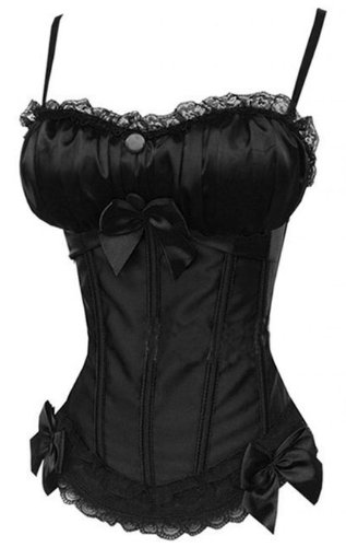 SKL Fashion Sexy Corset Women's Spaghetti Strap Bowknot Corset (Black, M)