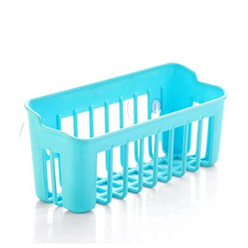 Removable Organizer Wall Storage Holder Basket Strainer Sucker Kitchen Bathroom Colors:Blue