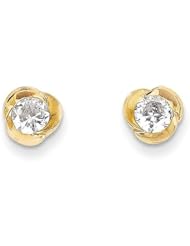 MadiK® 14k Yellow Gold Polished Round CZ Baby Post Stud Earrings