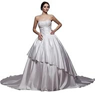 Strapless Applique Lace Beaded Satin Prom Dress 