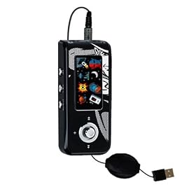 Retractable USB Cable for the Jens of Sweden MP-450 with Power Hot Sync and Charge capabilities - Gomadic Brand w/ TipExchange Technology