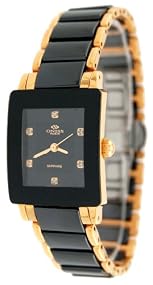 Oniss #ON603-LG1 Women's Prezioso Black Ceramic Collection Watch with Gold Trim