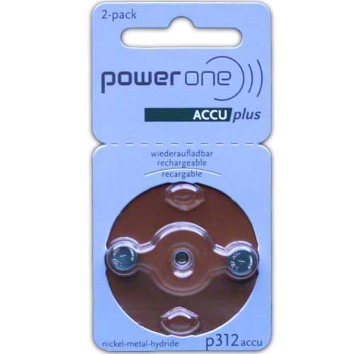 PowerOne ACCU plus Size 312 Rechargeable Hearing Aid Batteries