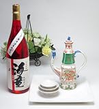 【送料無料】お屠蘇5点セット岸寿美子デザインA(盆白)+祝い赤 芋焼酎1800ml