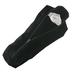 Optima Italian Black Suede Watch and Bracelet Roll with Black Tube Interior