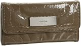 Calvin Klein Patent Padding Continental Checkbook Wallet,Mushroom,one size