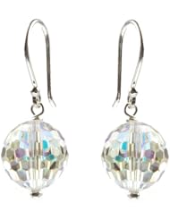 Sterling Silver Swarovski Elements Crystal Aurora Borealis Faceted Round Drop Earrings