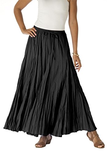 Jessica LondonWomen's Plus Size Elastic Waist Cotton Flowing Maxi Crinkled Skirt