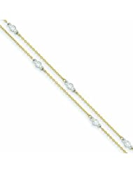 Genuine 14K Two-Tone Cz Bracelet 7.25 Inches 2 Grams Of Gold 100% Satisfaction Guaranteed.