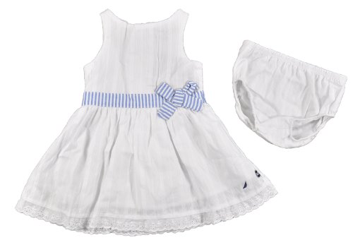 Nautica Baby-Girls Infant Woven Boat Neck Sundress, Sail White, 24 Months
