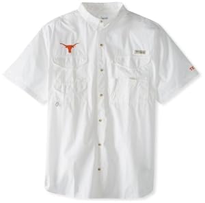 Columbia NCAA Men's Texas Longhorns Collegiate Bonehead Short Sleeve Shirt (White, XX-Large)