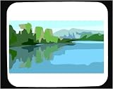 Mouse Pad with abstract, hill, lake