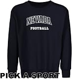 Nevada Wolf Pack Youth Navy Blue Custom Sport Arch Applique Crew Neck Fleece Sweatshirt - (Small)