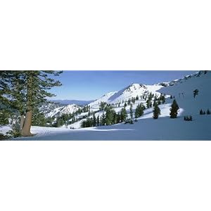 Snow Covered Hills, Lake Tahoe, USA Photographic Poster Print