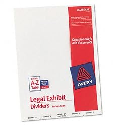 Avery Avery-Style Lgl Bottom Tab Dividers, 27-Tab, Exhibit A-Z, Letter Size (8.5 x 11), White, 27 per Set (11376)