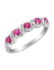 Ruby Ring with Diamonds 3/10 Carat (ctw) in 10K White Gold