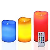 LE ３個セット LEDキャンドルライト RGB ゆらぎモード＆照明モード＆12色をランダムモード、自動消灯タイマー(4時間、8時間) 12色が選べるリモコン付 単4形电池付きない　耐候性　フレームレ
