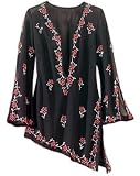 Assymentric Hand Embroidred Sexy Tunic Top Plus Size Womens Sizes Available 1x, 2x, 3x, 4x, 5x