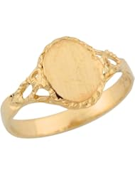14k Yellow Gold Delicate Oval Antique Inspired Reflections Baby Ring