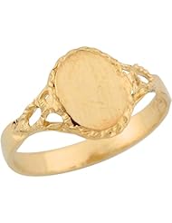 14k Yellow Gold Delicate Oval Antique Inspired Reflections Baby Ring