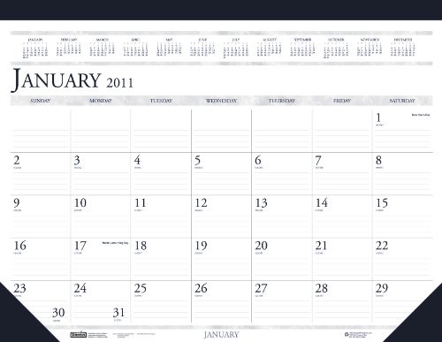 House of Doolittle Desk Pad Calendar 12 Months January 2011 to December 2011, 22 x 17 Inch, Leatherette Strip at the Top, Recycled (HOD150HD)