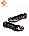 [TORY BURCH（トリーバーチ）] バレエシューズ　エナメル/REVA BALLERINA FLAT/ブラックxピンク [並行輸入品]