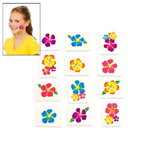 Hibiscus Glitter Luau Temporary (6 dz)