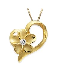 Plumeria Open Heart Necklace with 14K Gold Finish and Chain