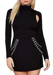 Sexy Polyester Cutout Backless Long Sleeves High-Neck Party Dress/Jumpsuit 