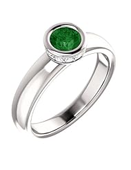 Platinum 5.00mm Round Cut Chrome Tourmaline and Diamond Ring -- LIFETIME WARRANTY