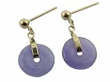 Lavender Jade Mini Donut Drop Earrings, 14k Gold