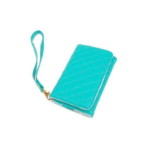 Green Faux Leather Purse Wallet Case Card Holder for iPhone 4 4G 4s 5