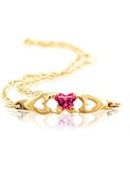 Butterfly Form Red Special Shape Cubic Zirconia Bracelet in Yellow Gold - 10kt