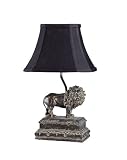 All Products : Antique Finish Lion Table Desk Lamp w/Fabric Lamp Shade