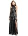 HALSTON HERITAGE Women's Scarf Neck Gown, Black/Silver Diamond, 8