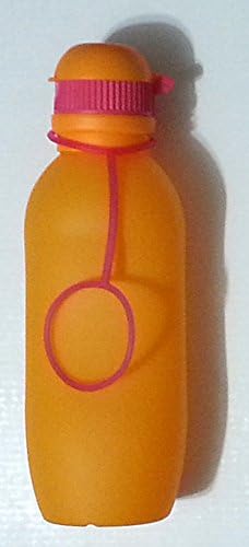 Silicone Fordable Pocket Drink Bottles Silicone with Silicone Sport Cap and Cover / Hiking, Biking, Pool, Travel, Boating or Running Collapsible Drink Water Bottle. (Small, Orange)