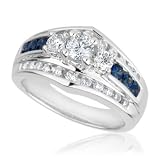 Diamond and Sapphire Engagement Ring 1ctw