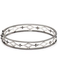 Lauren Harper Collection Mirage Rhodium Plated Black and White Silver and Diamond Hinged Oval Bracelet