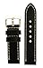 JP Leatherworks Men's M121 22mm Panerai Style Leather Black Watch Band with Heavy Stainless Steel Buckle