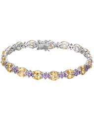 African Amethyst and Citrine Tennis Bracelet in Sterling Silver