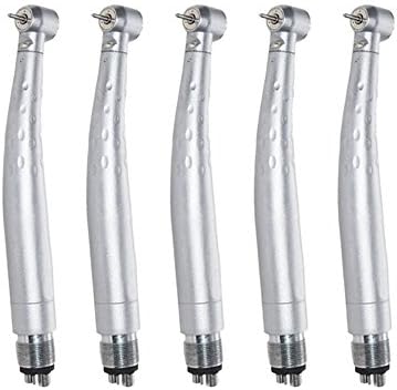 Doctor's Tools New High Speed E-generator Fiber Optic LED Handpiece Standard Torque Push Button with 3 Water Spray 4 Hole (5 Pack)