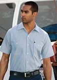 Big Mens Short Sleeve Striped Industrial Work Shirt by CornerStone[tm] (Big & Tall and Regular Sizes