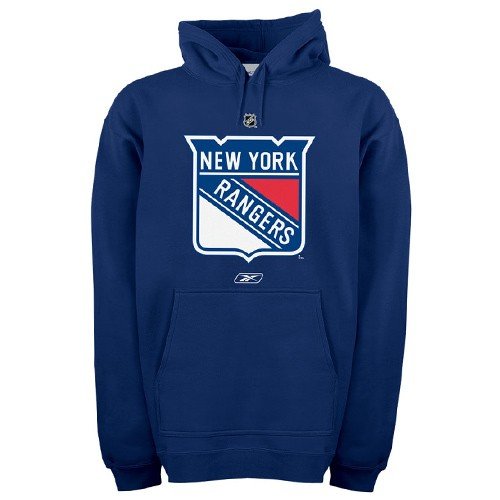 NHL New York Rangers Primary Logo Hooded Fleece (Blue, Large)