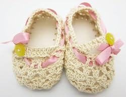 Handmade Organic Baby Booties - Precious Little Girl (100% Crocheted by Hand)