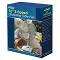 12" 3-Speed Oscillating White Desk Fan